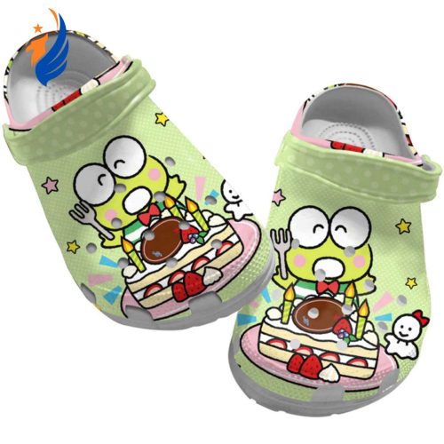Hello Kitty Happy Birthday Kerokerokeroppi Green Clogs For Kids And Adults
