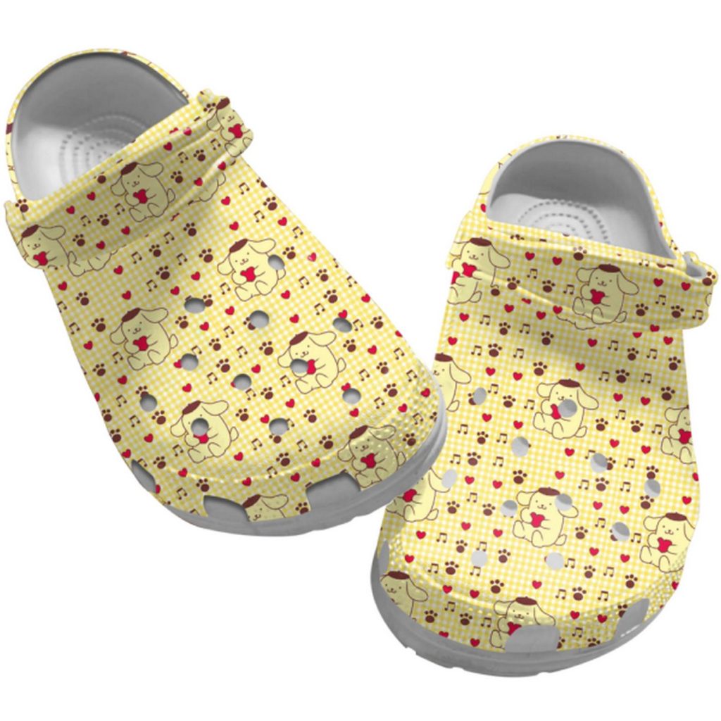 Hello Kitty Happy Pompompurin Pattern Yellow Clogs For Kids And Adults Hello Kitty Happy Pompompurin Pattern Yellow Clogs For Kids And Adults