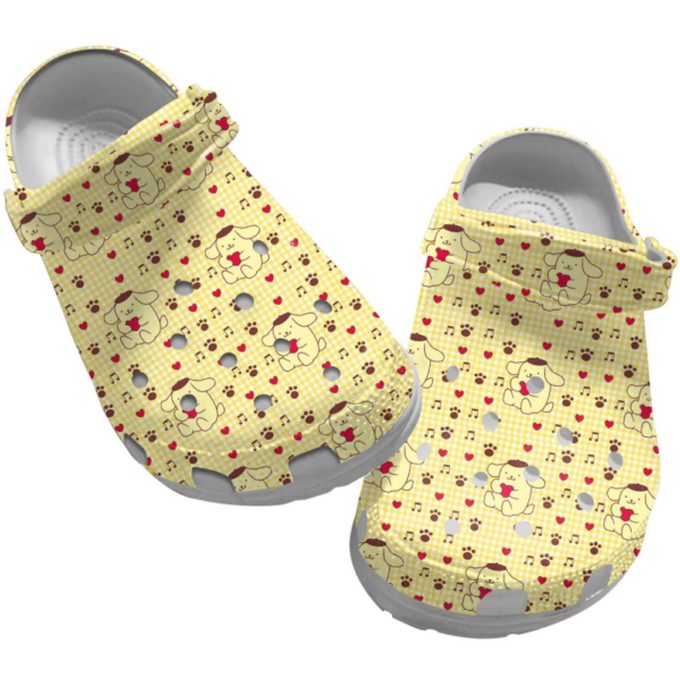 Hello Kitty Happy Pompompurin Pattern Yellow Clogs For Kids And Adults