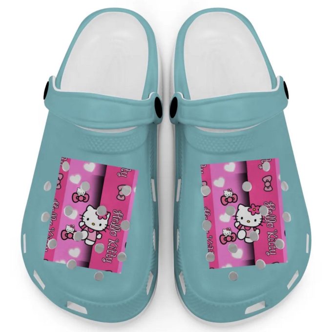 Hello Kitty Pink Stripes Chalky Mint Clogs For Kids And Adults