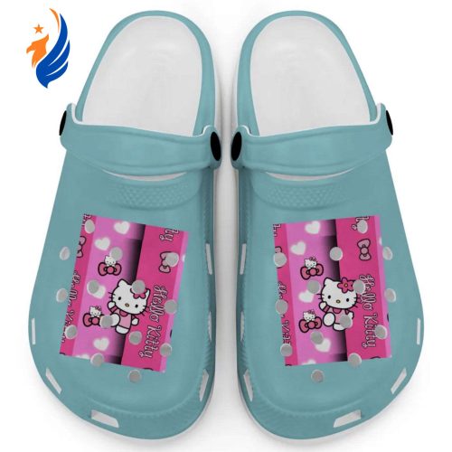 Hello Kitty Pink Stripes Chalky Mint Clogs For Kids And Adults