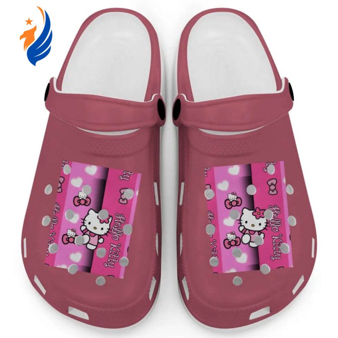 Hello Kitty Pink Stripes Crimson Clogs For Kids And Adults Hello Kitty Pink Stripes Crimson Clogs For Kids And Adults
