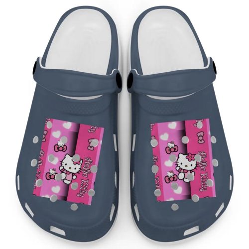 Hello Kitty Pink Stripes Denim Clogs For Kids And Adults
