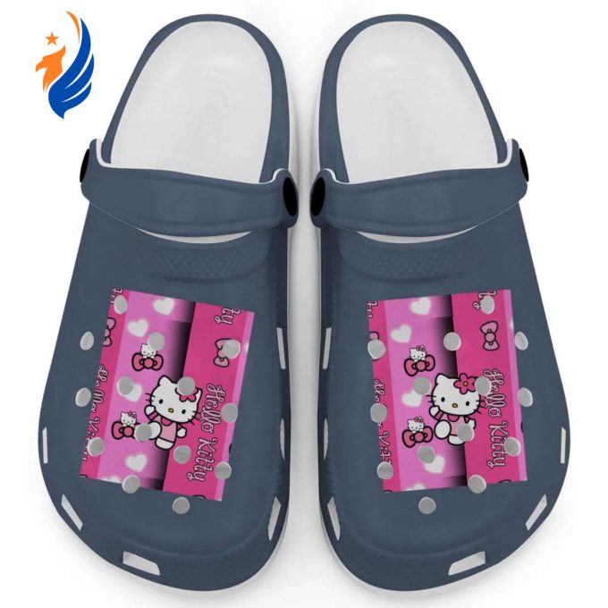 Hello Kitty Pink Stripes Denim Clogs For Kids And Adults Hello Kitty Pink Stripes Denim Clogs For Kids And Adults