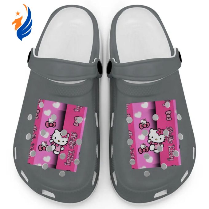Hello Kitty Pink Stripes Granite Clogs For Kids And Adults Hello Kitty Pink Stripes Granite Clogs For Kids And Adults