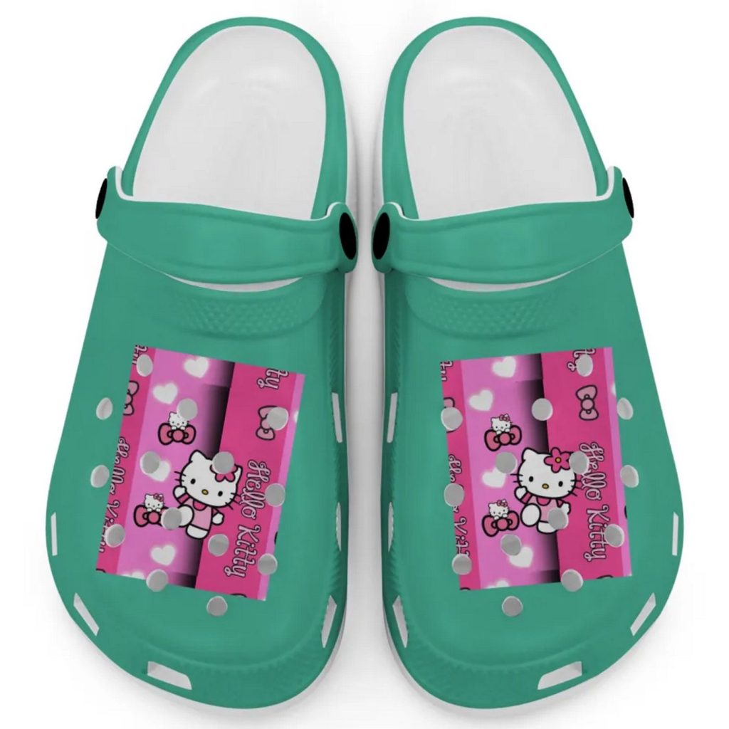Hello Kitty Pink Stripes Grass Clogs For Kids And Adults Hello Kitty Pink Stripes Grass Clogs For Kids And Adults