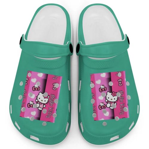 Hello Kitty Pink Stripes Grass Clogs For Kids And Adults