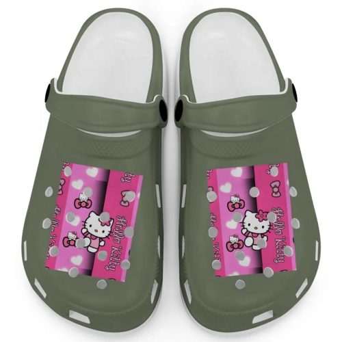 Hello Kitty Pink Stripes Hemp Clogs For Kids And Adults