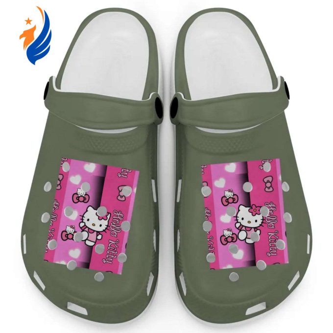 Hello Kitty Pink Stripes Hemp Clogs For Kids And Adults Hello Kitty Pink Stripes Hemp Clogs For Kids And Adults