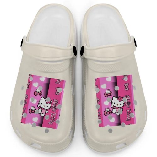 Hello Kitty Pink Stripes Ivory Clogs For Kids And Adults