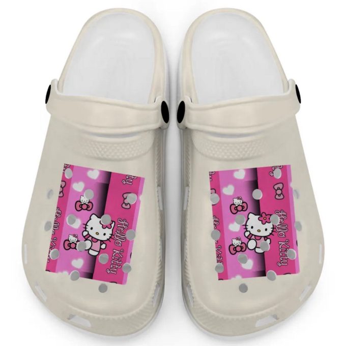 Hello Kitty Pink Stripes Ivory Clogs For Kids And Adults