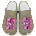 Hello Kitty Pink Stripes Khaki Clogs For Kids And Adults Hello Kitty Pink Stripes Khaki Clogs For Kids And Adults