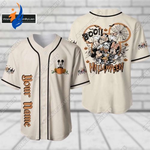 Personalized Mickey Halloween Shirt - Spooky Disney Cartoon Baseball Jersey for Magic Kingdom
