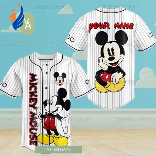 Personalized Mickey Mouse Baseball Jersey: Disney Magic Kingdom Shirt for Kids - Cute Cartoon Gift