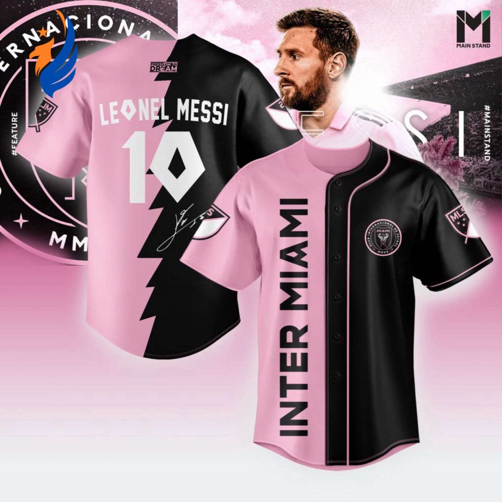 Inter Miami Leo Messi Black And Pink Baseball Jersey Gift for Men Women Inter Miami Leo Messi Black And Pink Baseball Jersey Gift for Men Women