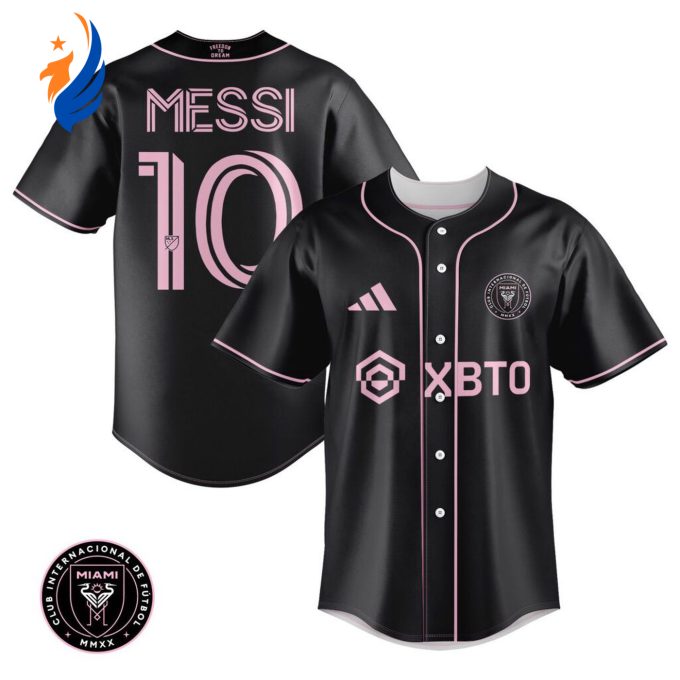 Inter Miami Leo Messi Black Baseball Jersey Gift for Men Women