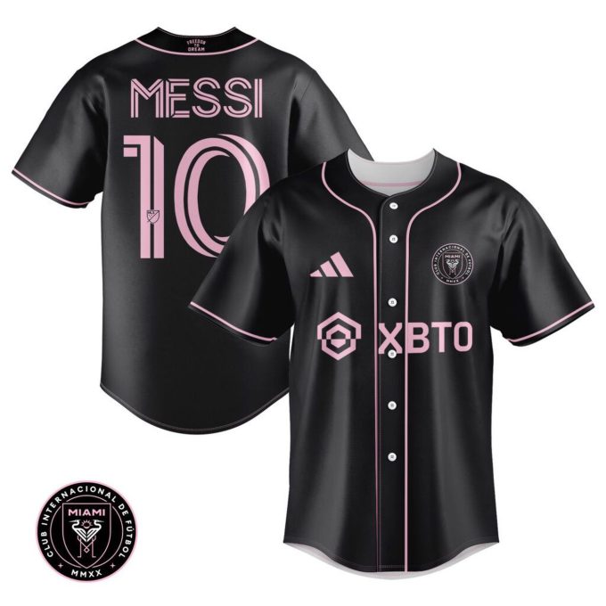 Inter Miami Leo Messi Black Baseball Jersey Gift for Men Women
