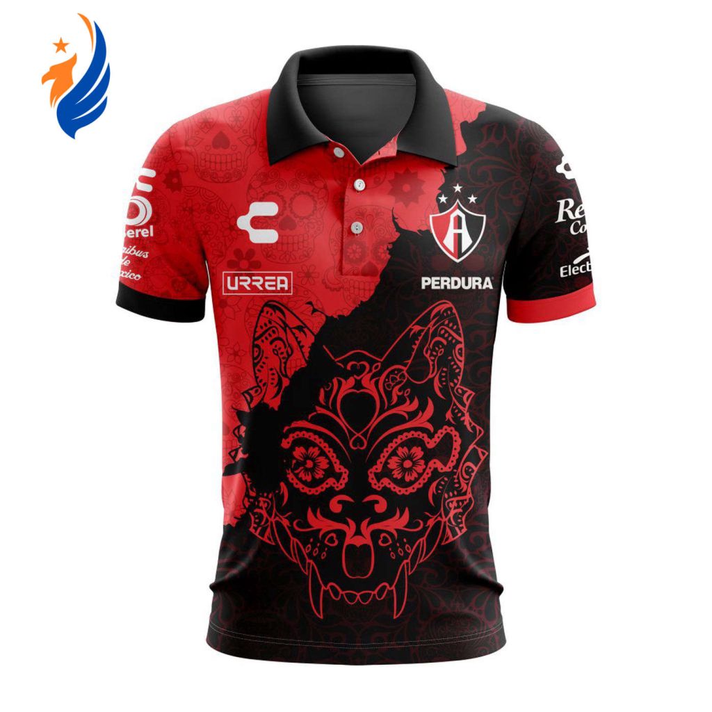 LIGA MX Atlas F.C 2023 – 2024 Home Dia De Muertos Design Polo LIGA MX Atlas F.C 2023 – 2024 Home Dia De Muertos Design Polo