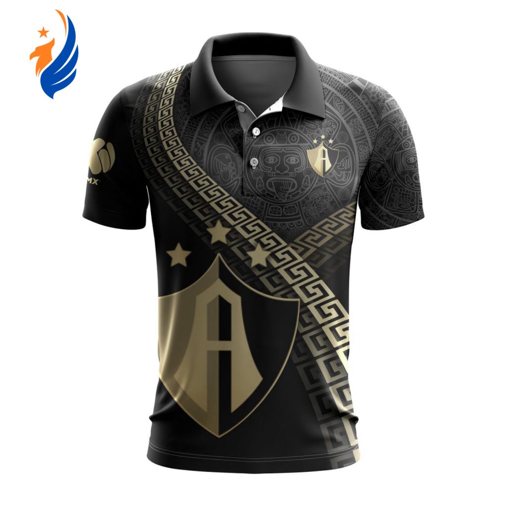 LIGA MX Atlas F.C Special Black And Gold Design Polo LIGA MX Atlas F.C Special Black And Gold Design Polo