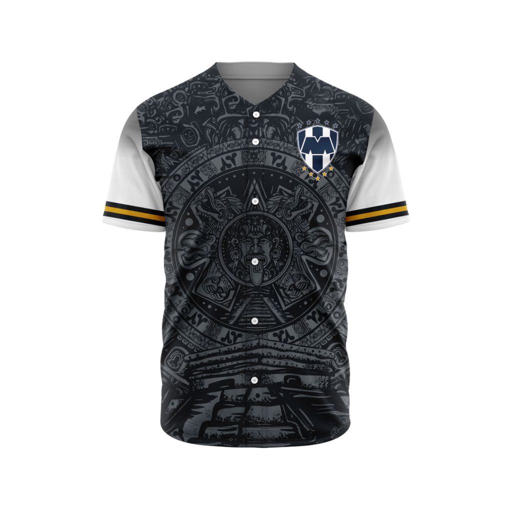 LIGA MX C.F. Monterrey Special Aztec Design Baseball Jersey Gift for Men Women LIGA MX C.F. Monterrey Special Aztec Design Baseball Jersey Gift for Men Women