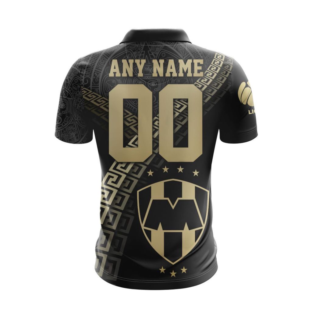 LIGA MX C.F. Monterrey Special Black And Gold Design Polo LIGA MX C.F. Monterrey Special Black And Gold Design Polo