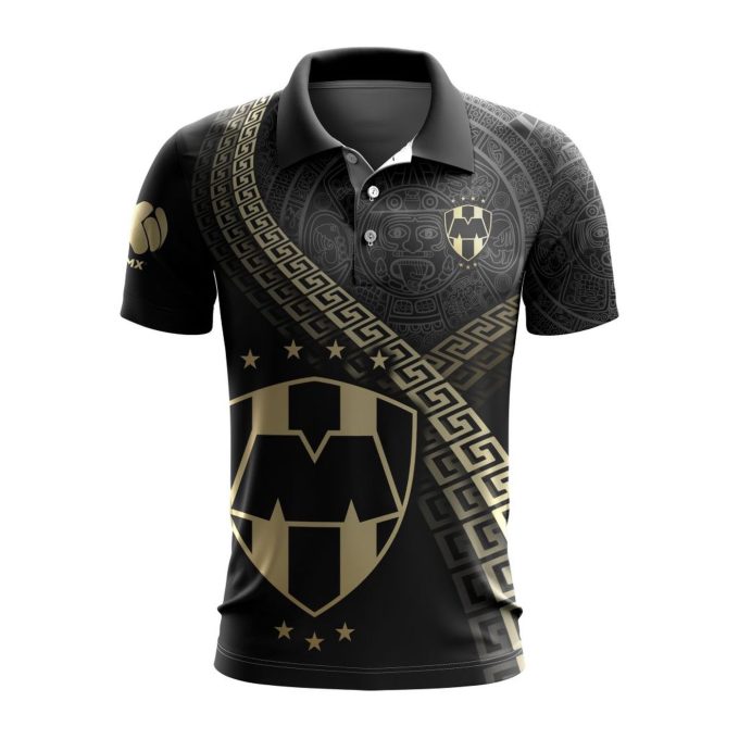 LIGA MX C.F. Monterrey Special Black And Gold Design Polo