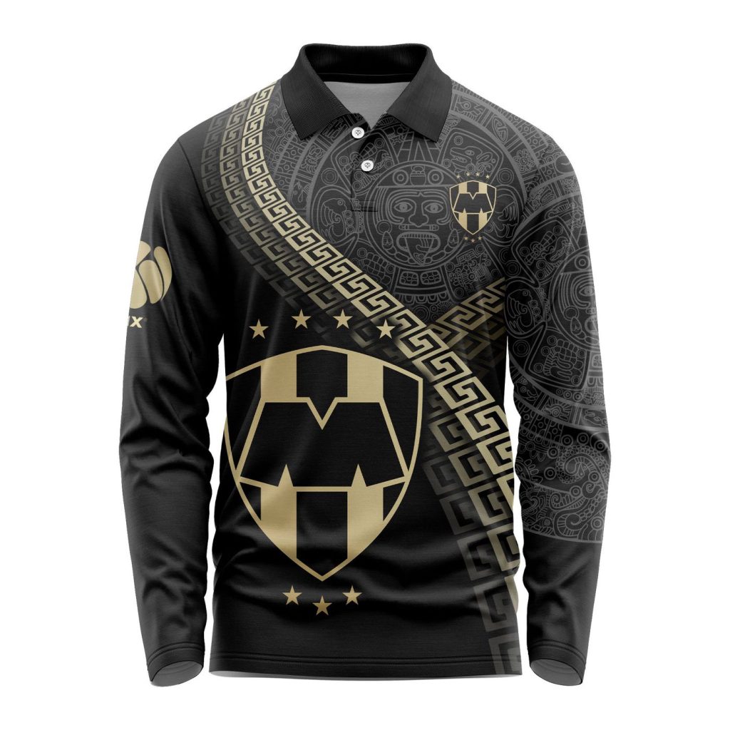 LIGA MX C.F. Monterrey Special Black And Gold Long Sleeve Polo Design Gift for Men Women LIGA MX C.F. Monterrey Special Black And Gold Long Sleeve Polo Design Gift for Men Women