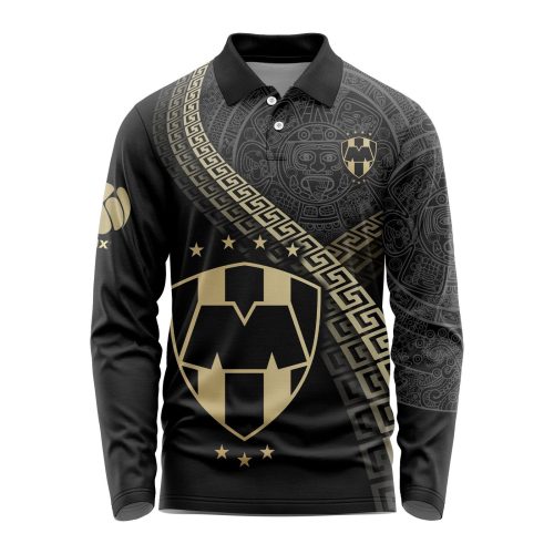 LIGA MX C.F. Monterrey Special Black And Gold Long Sleeve Polo Design Gift for Men Women