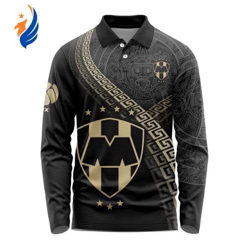 LIGA MX C.F. Pachuca Special Black And Gold Long Sleeve Polo Design Gift for Men Women LIGA MX C.F. Monterrey Special Black And Gold Long Sleeve Polo Design Gift for Men Women