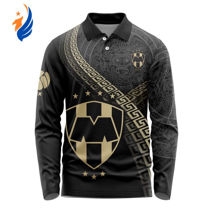 LIGA MX C.F. Monterrey Special Black And Gold Long Sleeve Polo Design Gift for Men Women