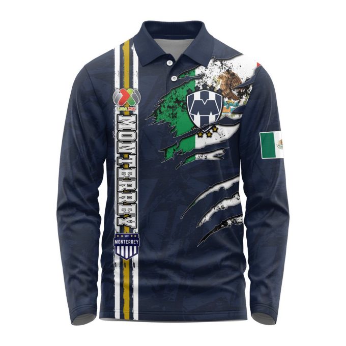 LIGA MX C.F. Monterrey Special Long Sleeve Polo Design Kits Gift for Men Women 3d Printed Hoodie