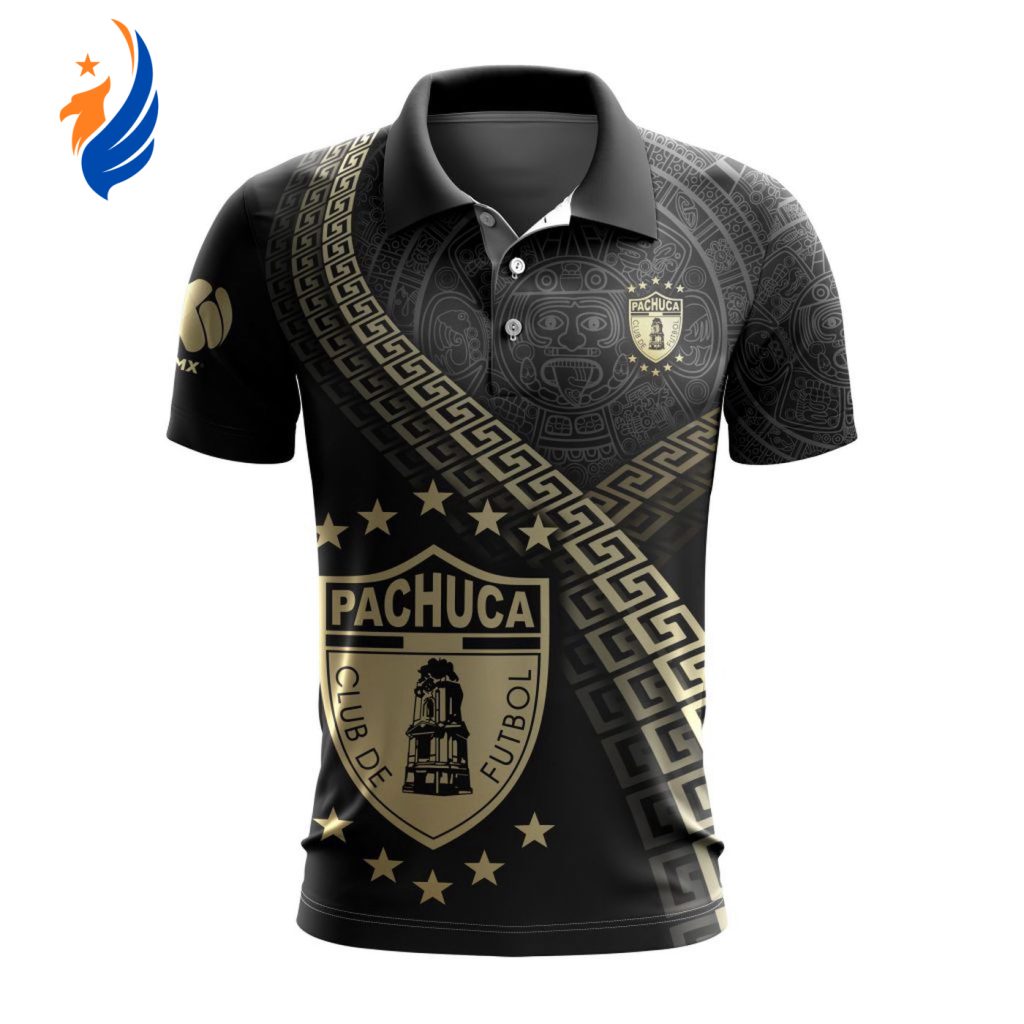 LIGA MX C.F. Pachuca Special Black And Gold Design Polo LIGA MX C.F. Pachuca Special Black And Gold Design Polo