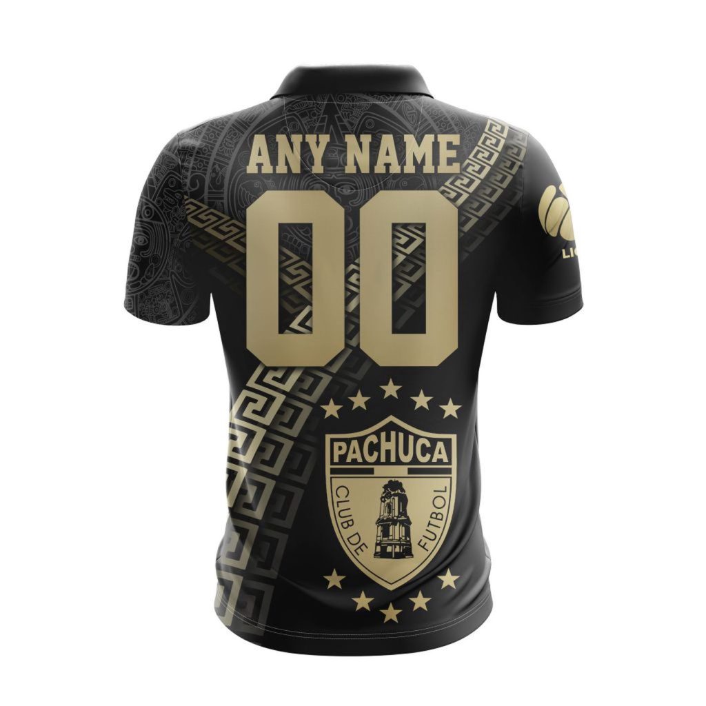 LIGA MX C.F. Pachuca Special Black And Gold Design Polo LIGA MX C.F. Pachuca Special Black And Gold Design Polo