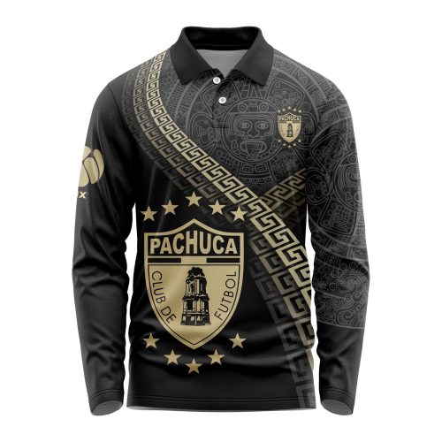 LIGA MX C.F. Pachuca Special Black And Gold Long Sleeve Polo Design Gift for Men Women
