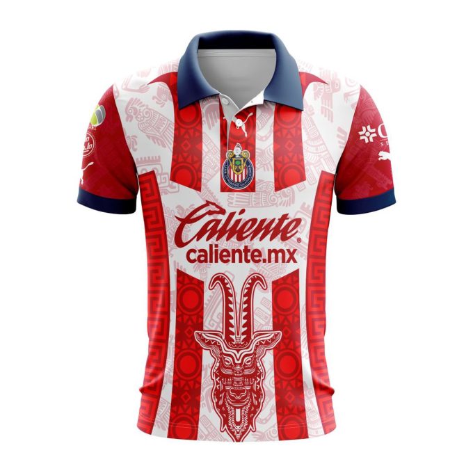 LIGA MX Chivas Guadalajara 2023 – 2024 Home Aztec Design Polo