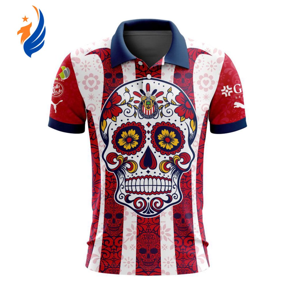 LIGA MX Chivas Guadalajara 2023 – 2024 Home Dia De Muertos Design Polo LIGA MX Chivas Guadalajara 2023 – 2024 Home Dia De Muertos Design Polo