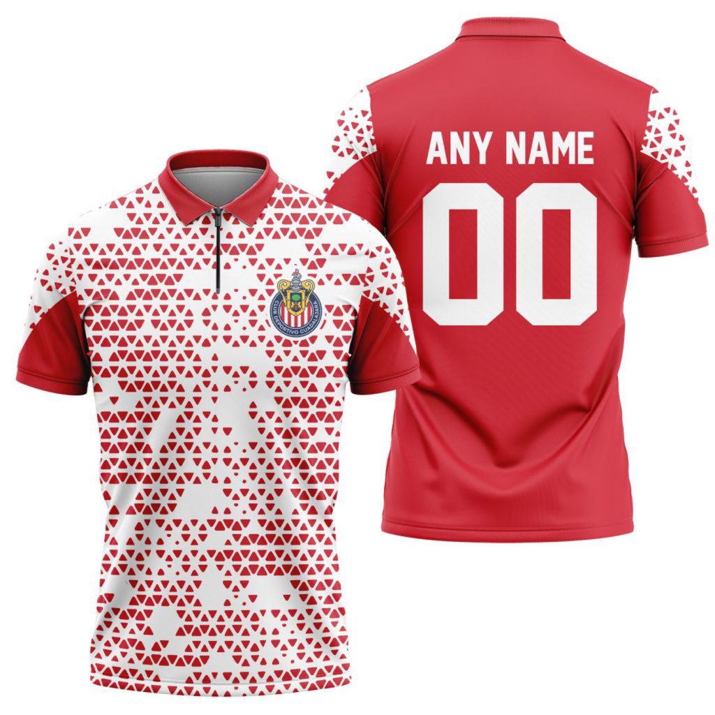 LIGA MX Chivas Guadalajara Personalized Zipper Polo Gift for Men Women LIGA MX Chivas Guadalajara Personalized Zipper Polo Gift for Men Women