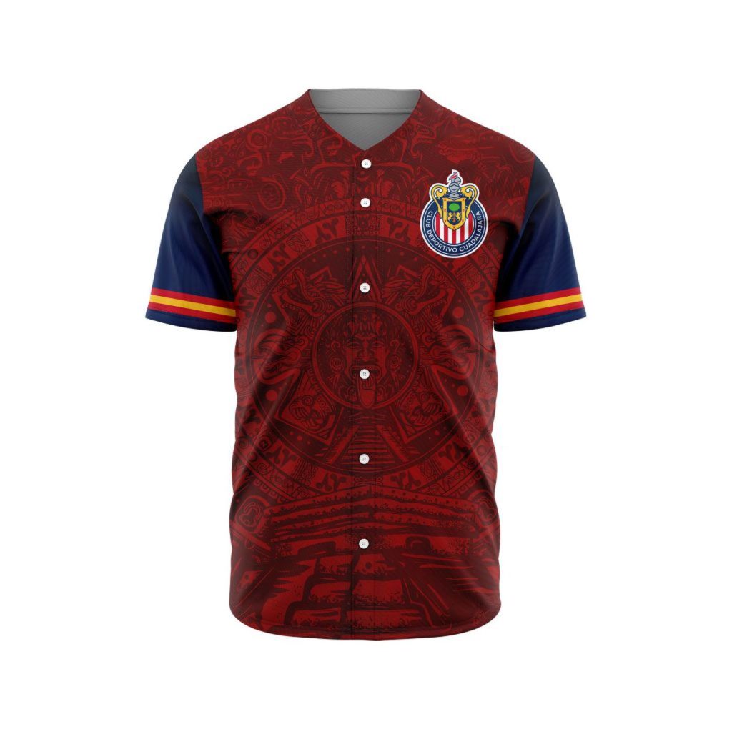 LIGA MX Chivas Guadalajara Special Aztec Design Baseball Jersey Gift for Men Women LIGA MX Chivas Guadalajara Special Aztec Design Baseball Jersey Gift for Men Women