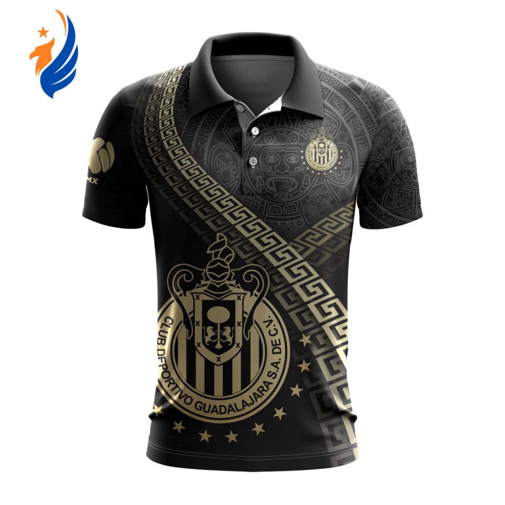 LIGA MX Chivas Guadalajara Special Black And Gold Design Polo LIGA MX Chivas Guadalajara Special Black And Gold Design Polo