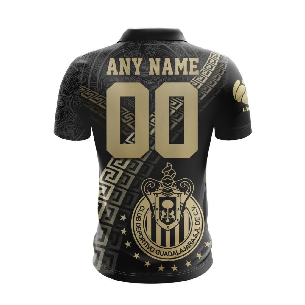 LIGA MX Chivas Guadalajara Special Black And Gold Design Polo LIGA MX Chivas Guadalajara Special Black And Gold Design Polo