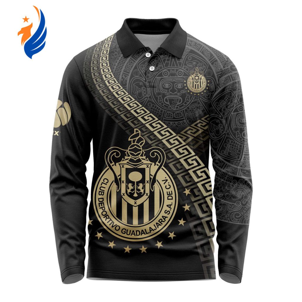 LIGA MX Chivas Guadalajara Special Black And Gold Long Sleeve Polo Design Gift for Men Women LIGA MX Chivas Guadalajara Special Black And Gold Long Sleeve Polo Design Gift for Men Women