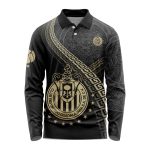 LIGA MX Chivas Guadalajara Special Black And Gold Long Sleeve Polo Design Gift for Men Women