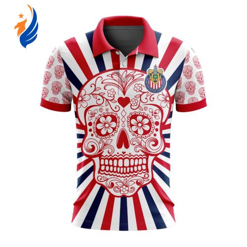 LIGA MX Club Necaxa Special Dia De Muertos Design Polo Gift for Men Women LIGA MX Chivas Guadalajara Special Dia De Muertos Design Polo Gift for Men Women
