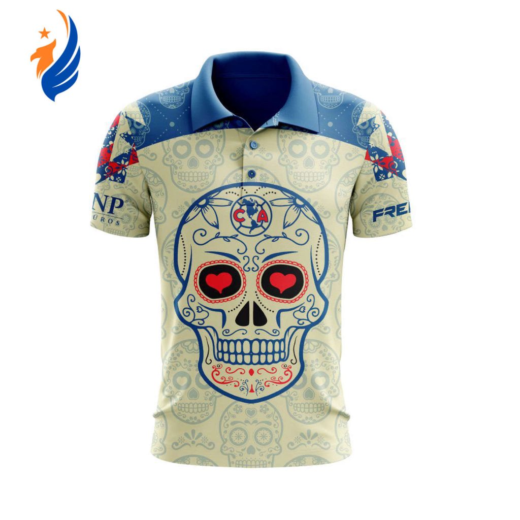 LIGA MX Club America 2023 – 2024 Home Dia De Muertos Design Polo LIGA MX Club America 2023 – 2024 Home Dia De Muertos Design Polo