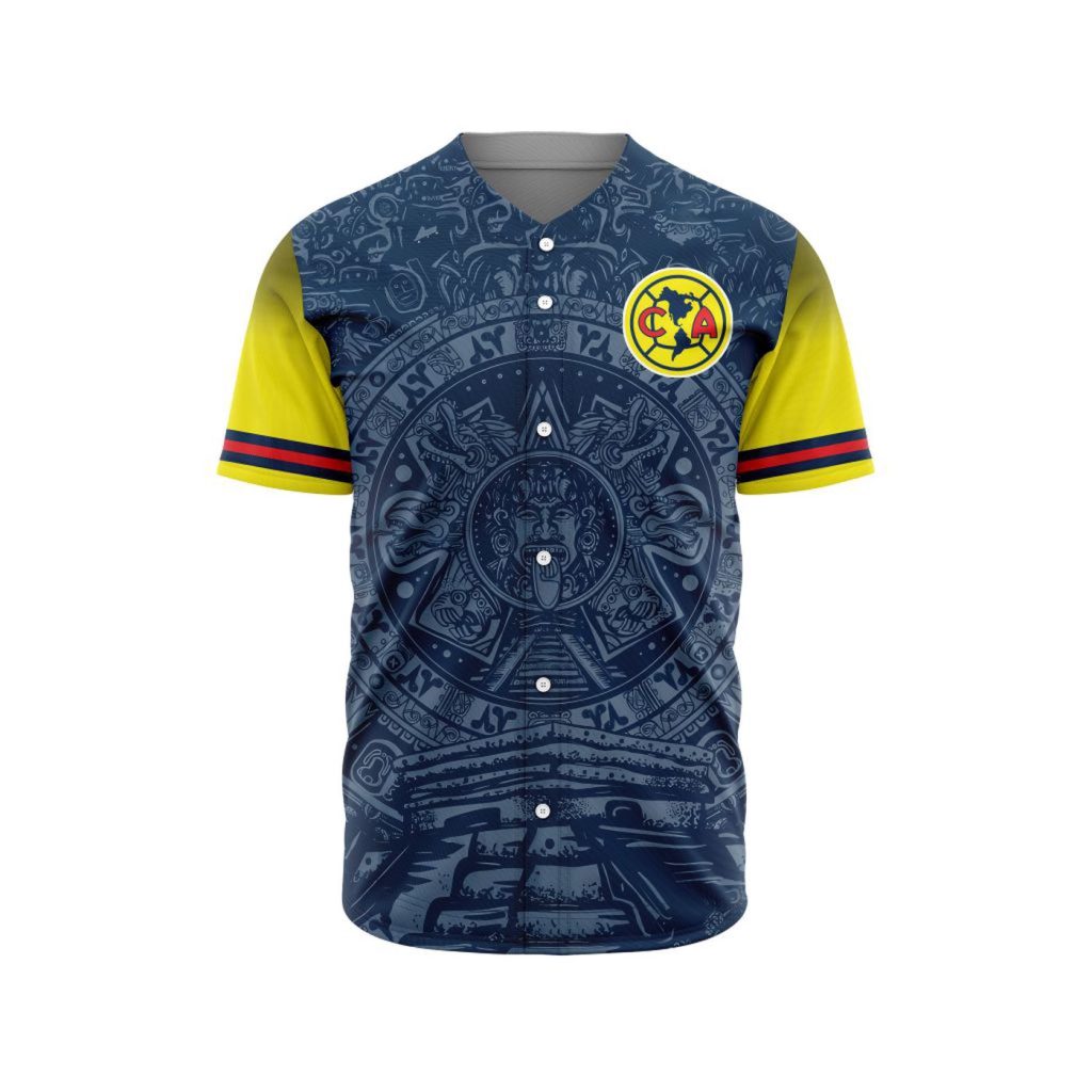 LIGA MX Club America Special Aztec Design Baseball Jersey Gift for Men Women LIGA MX Club America Special Aztec Design Baseball Jersey Gift for Men Women