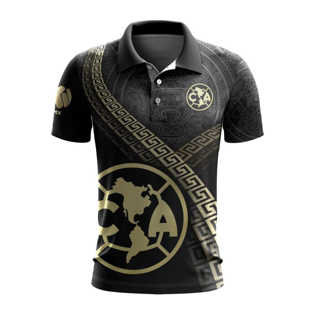 LIGA MX Club America Special Black And Gold Design Polo LIGA MX Club America Special Black And Gold Design Polo