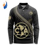 LIGA MX Club America Special Black And Gold Long Sleeve Polo Design Gift for Men Women