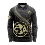 LIGA MX Club America Special Black And Gold Long Sleeve Polo Design Gift for Men Women