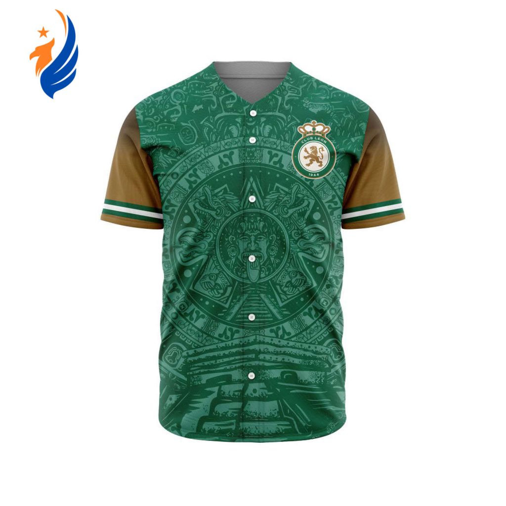 LIGA MX Club Leon Special Aztec Design Baseball Jersey Gift for Men Women LIGA MX Club Leon Special Aztec Design Baseball Jersey Gift for Men Women