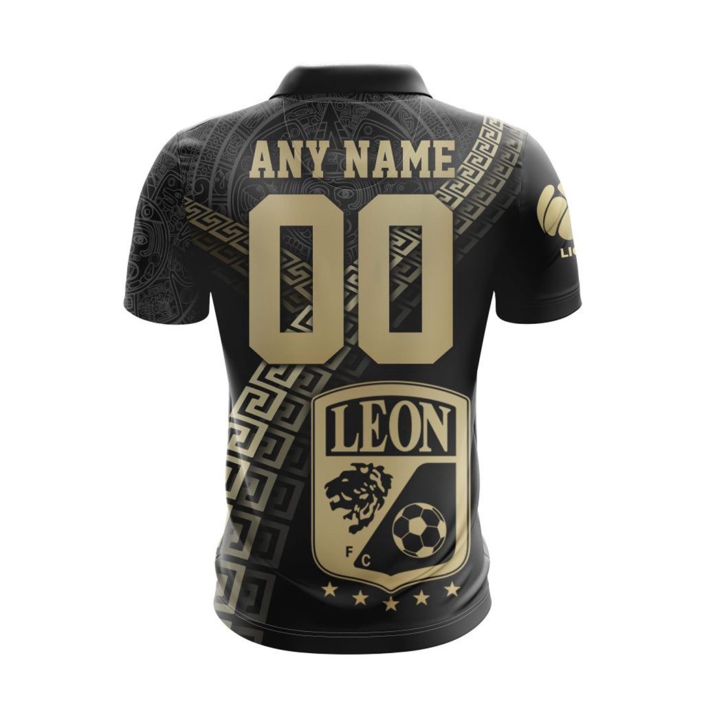 LIGA MX Club Leon Special Black And Gold Design Polo LIGA MX Club Leon Special Black And Gold Design Polo
